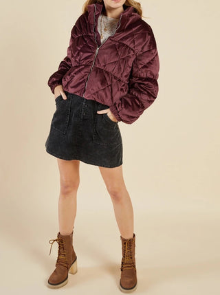 Cosmic Quilted Coat - Wine