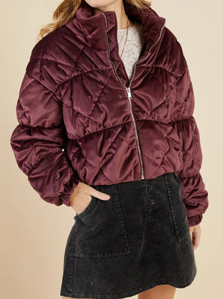 Cosmic Quilted Coat - Wine