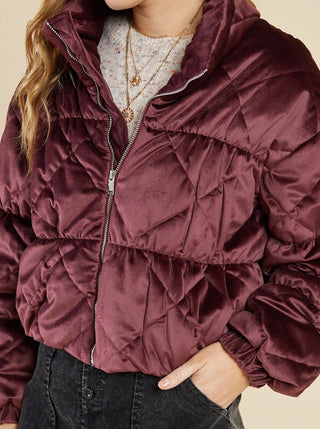 Cosmic Quilted Coat - Wine