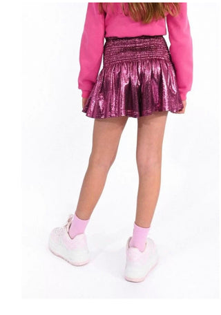 LAMÉ SHORTS WITH SMOCKED WAISTBAND