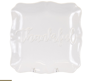 Thankful Embossed Square Platter