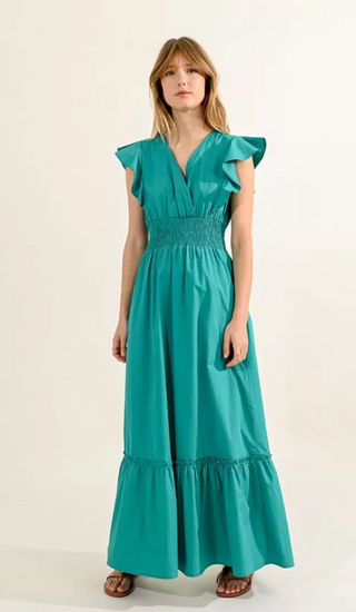 Vivian Neck Ruffle sleeve Dress