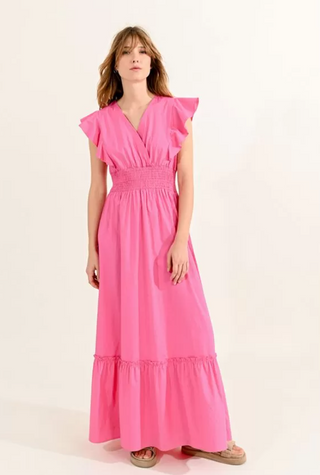 Vivian Neck Ruffle sleeve Dress