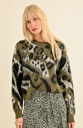 Olive Animal Print Sweater