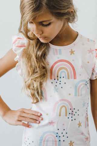Print Ruffle S/S Tee
