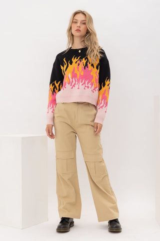 Flame Cropped Sweater