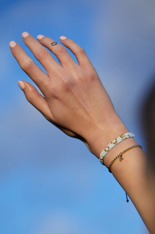 Gold Plated Beaded Cord Love Bracelet