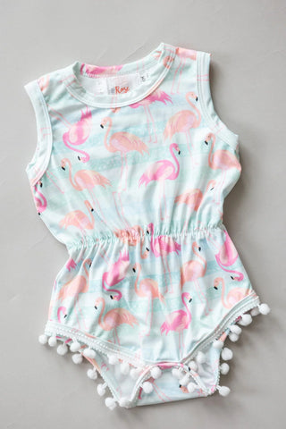 Pink Flamingo Pom Pom Romper
