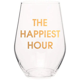 The Happiest Hour - Gold Foil Stemless Wine Glass