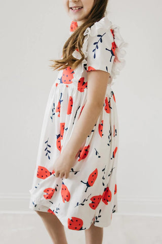 Short Sleeve Ruffle Front Dress