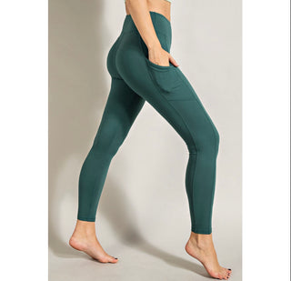 Full Lengeth High Rise Butter Yoga Leggins- Evergreen