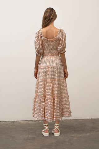 Peach stripe midi dress
