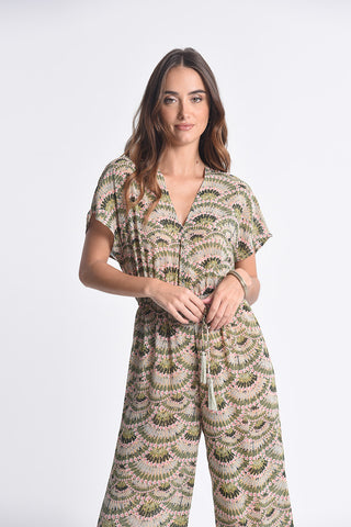 Khaki Print Jumpsuit