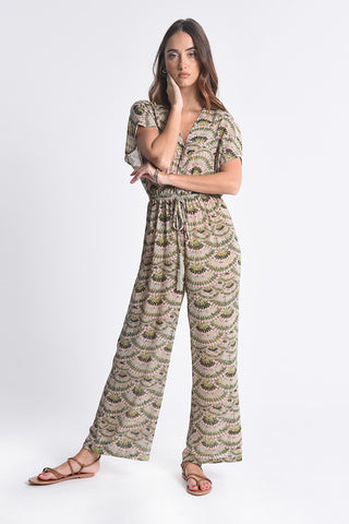 Khaki Print Jumpsuit