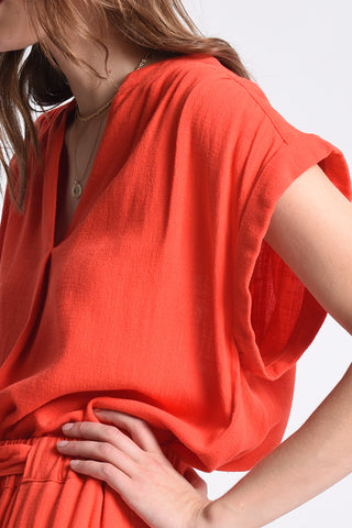 Poppy Colored Woven Top